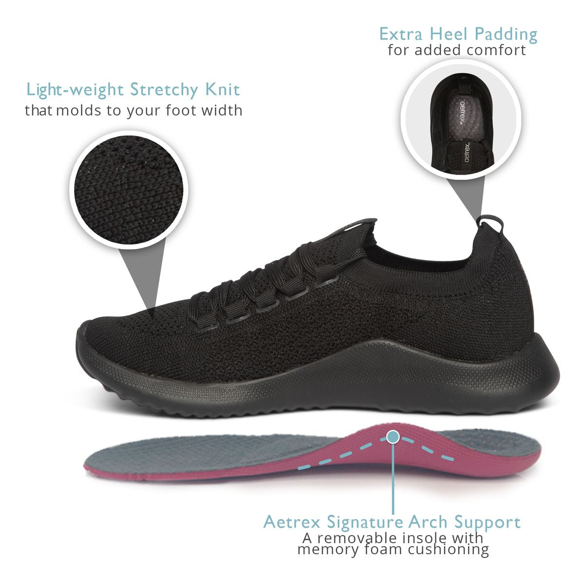 Aetrex Carly Women's Arch Support Sneakers – Pewter