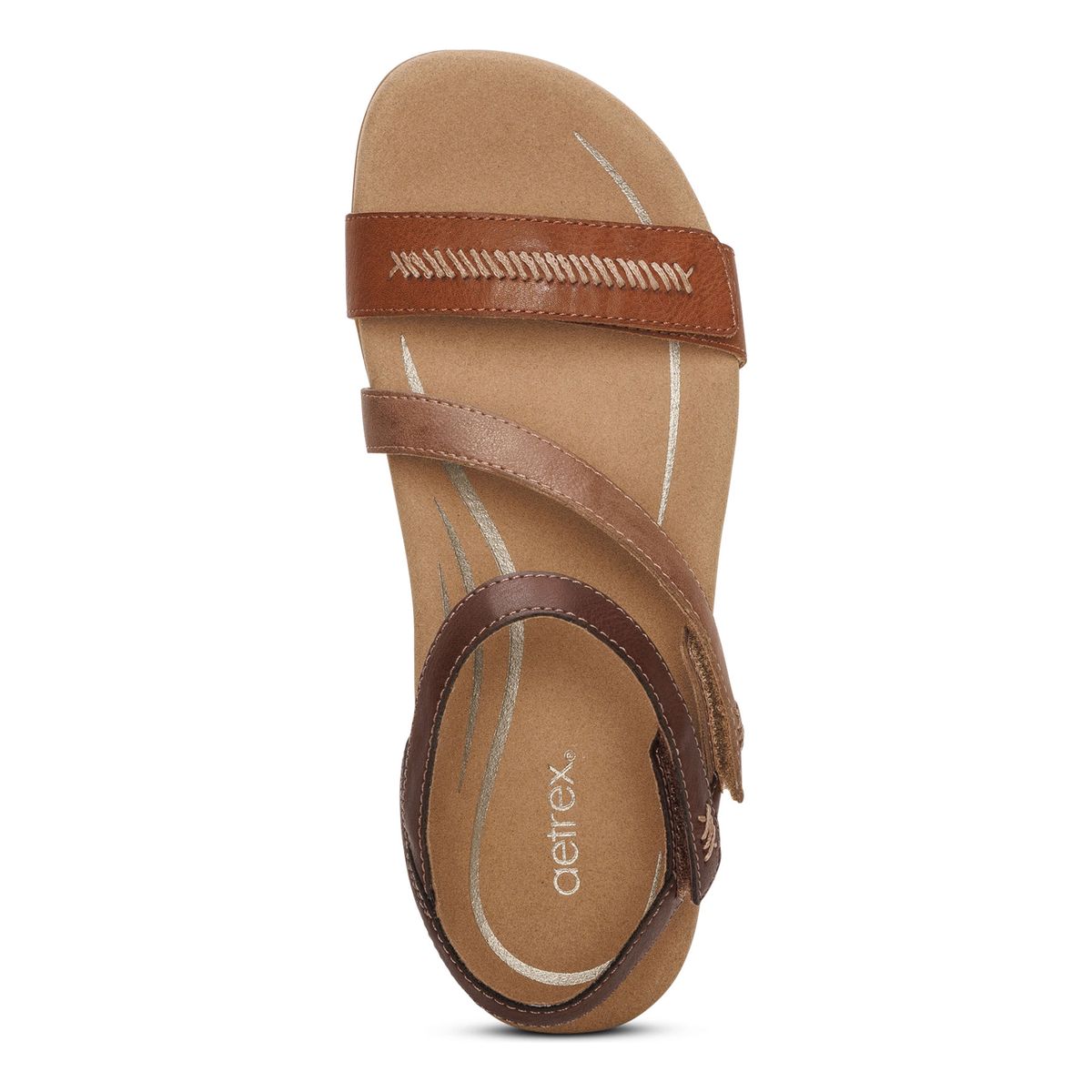 Aetrex Gabby Women's Adjustable Quarter Strap Sandal – Cognac Multi