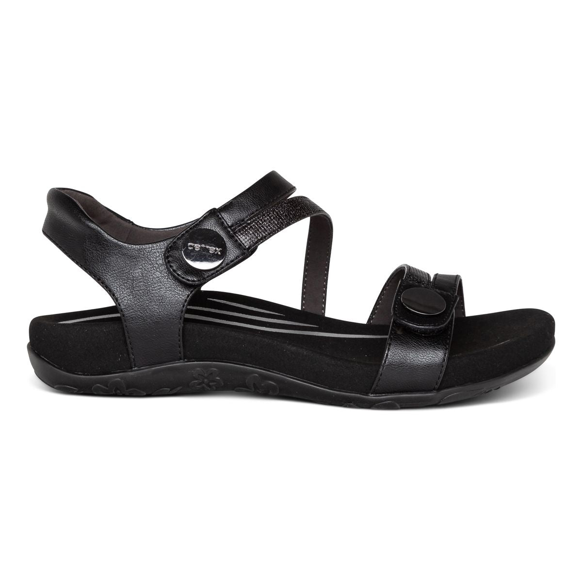 Aetrex Jess Women's Adjustable Quarter Strap Sandal – Black
