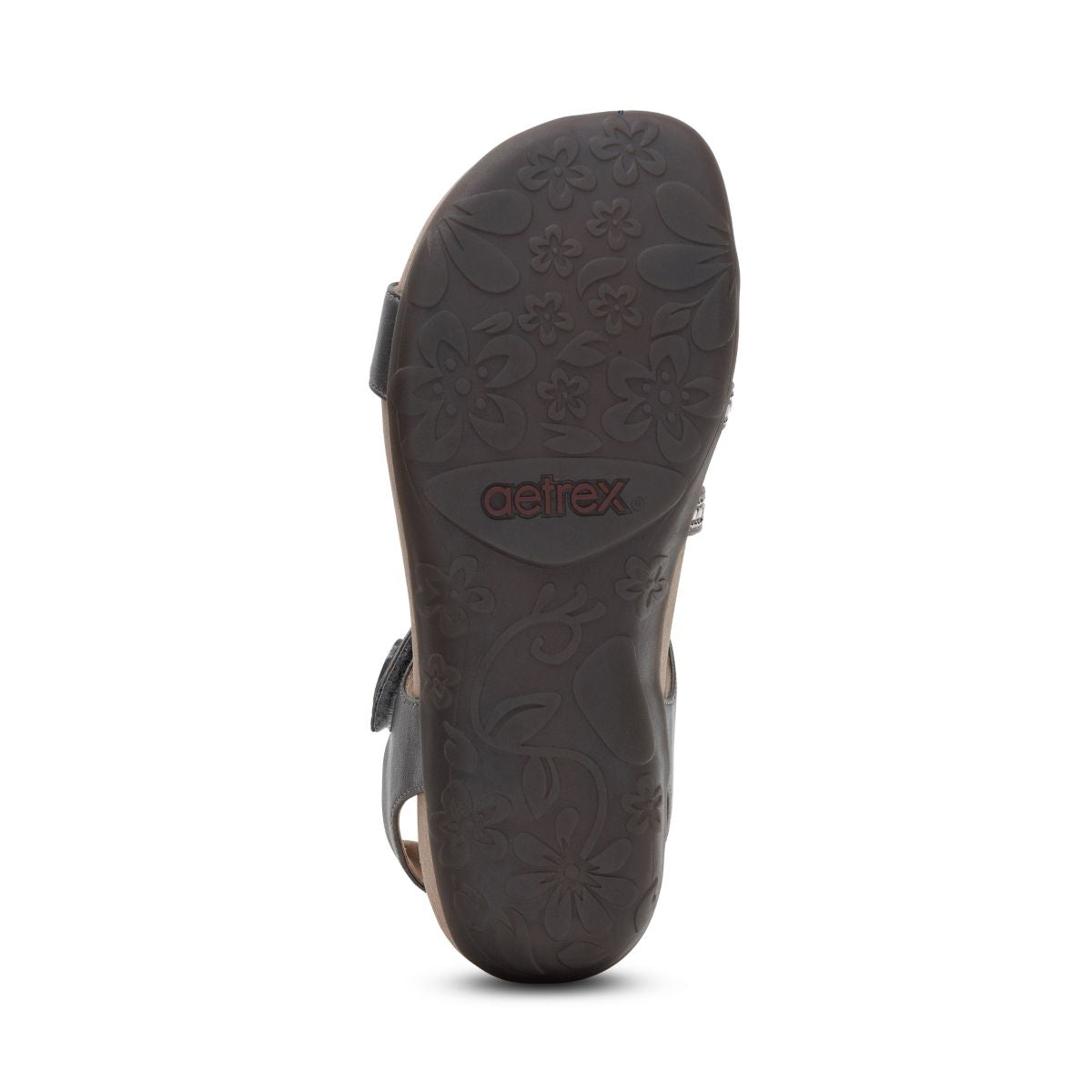 Aetrex Jess Women's Adjustable Quarter Strap Sandal – Pewter Sparkle