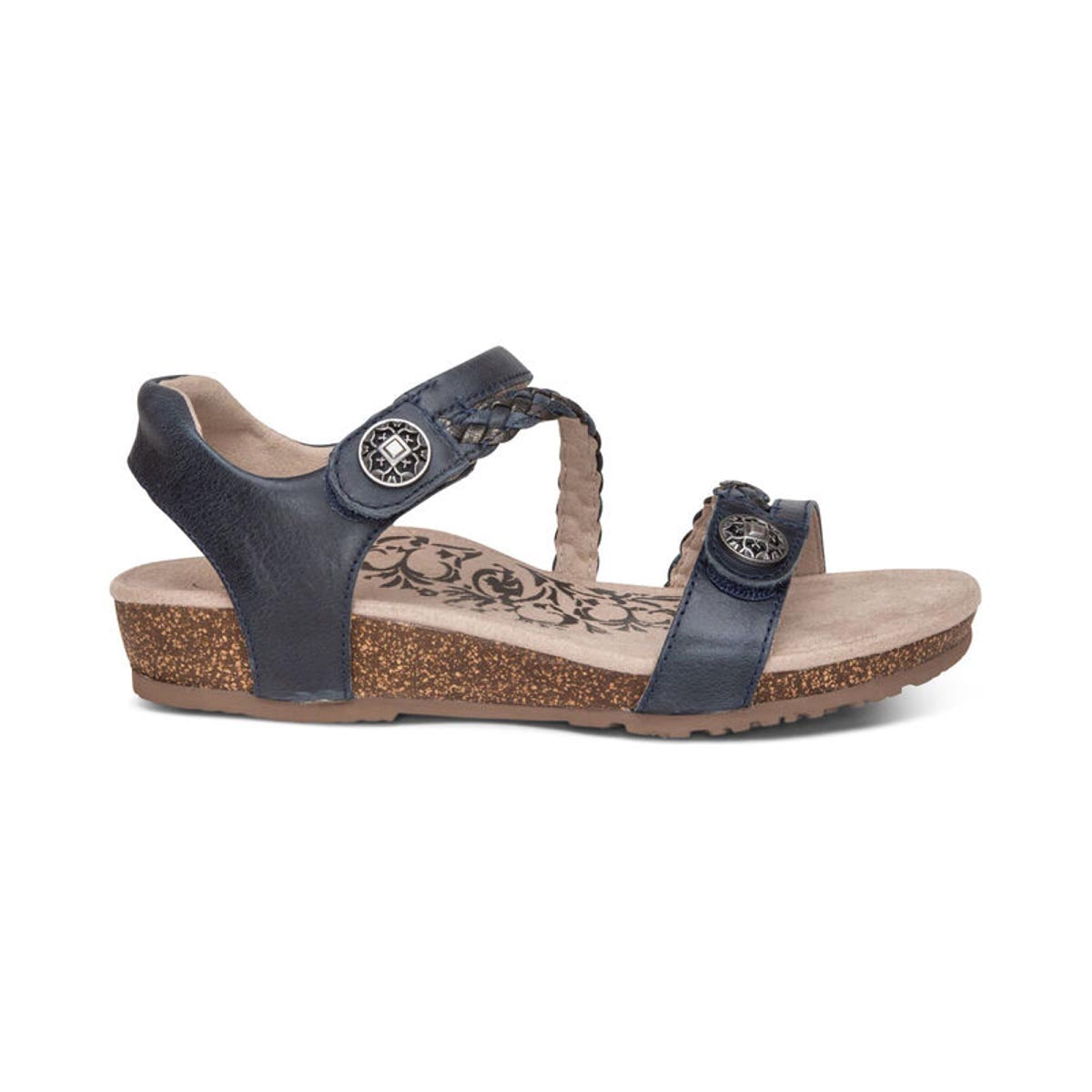 Aetrex Jillian Women's Braided Quarter Strap Sandal – Navy