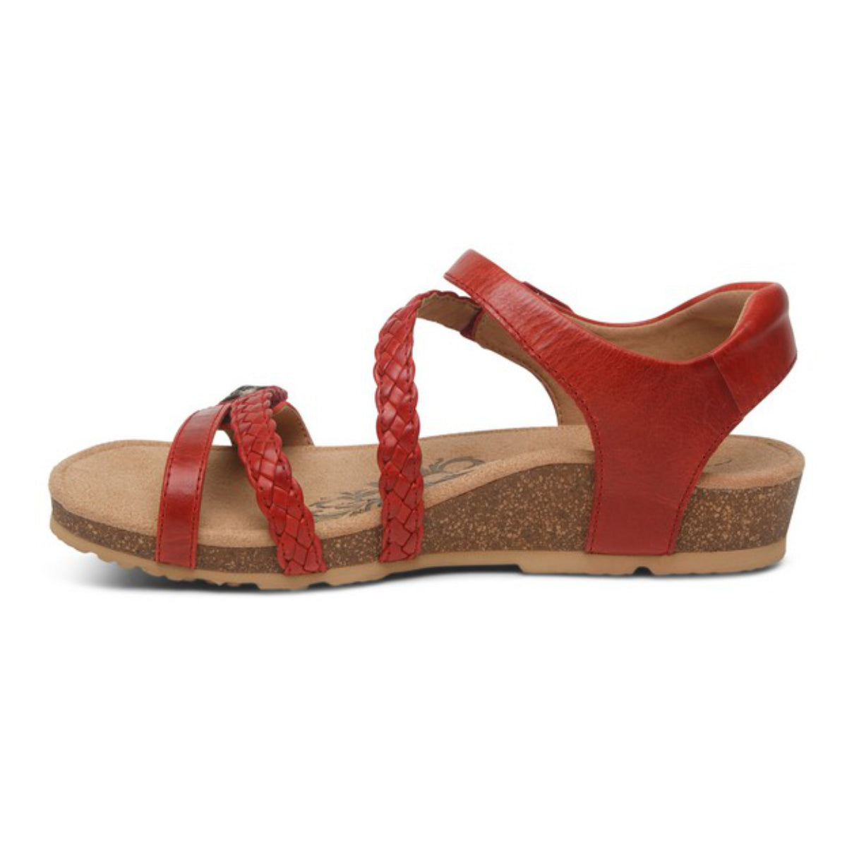 Aetrex Jillian Women's Braided Quarter Strap Sandal – Red
