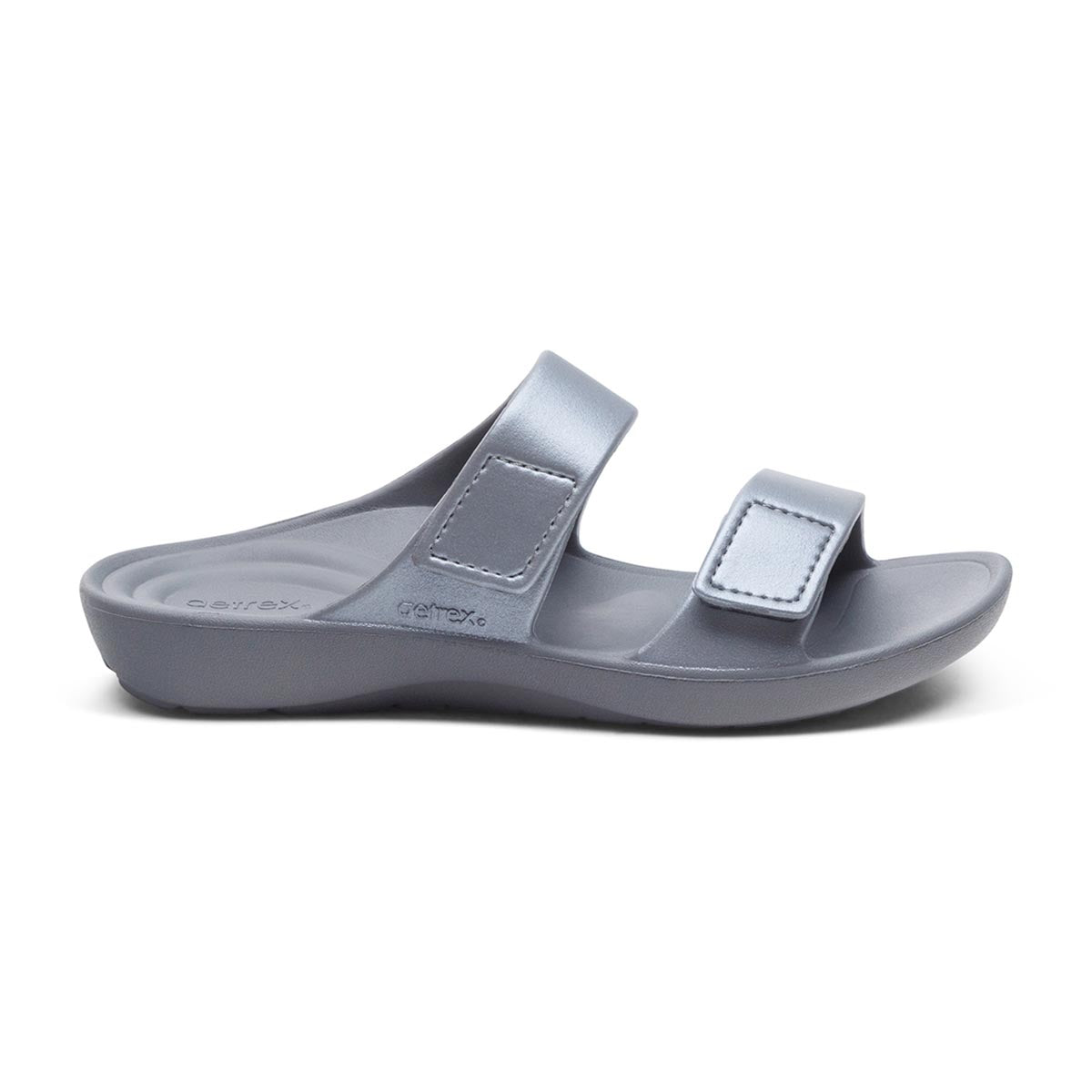 Aetrex Kaia Women's Two Band EVA Slide – Black Pewter