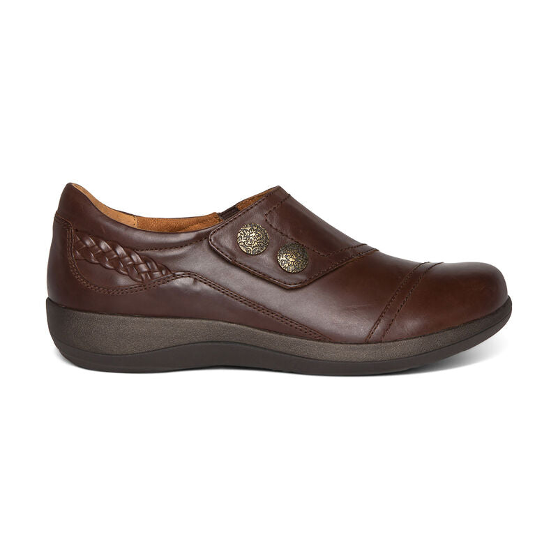 Aetrex Karina Women's Monk Strap Velcro – Brown