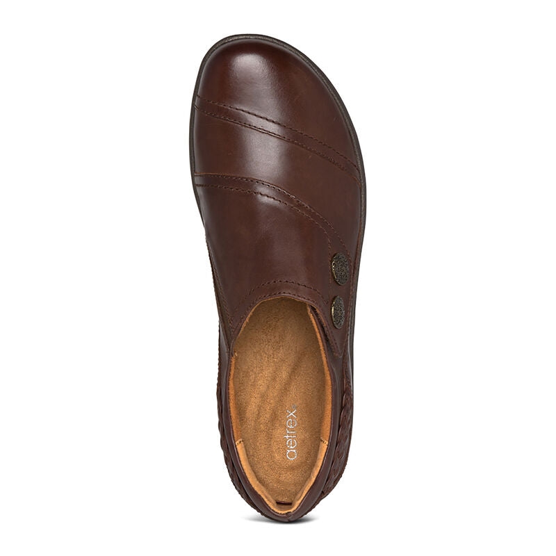 Aetrex Karina Women's Monk Strap Velcro – Brown