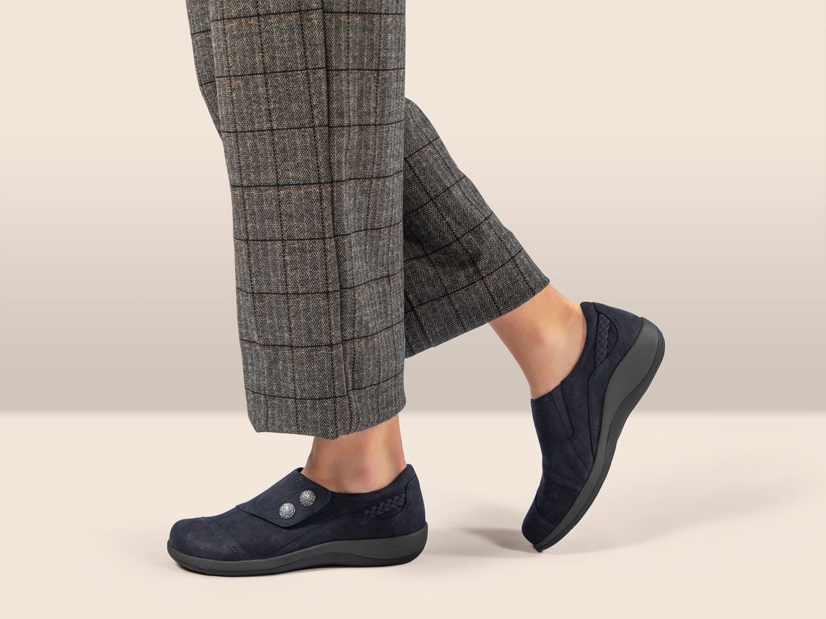 Aetrex Karina Women's Monk Strap Velcro – Navy