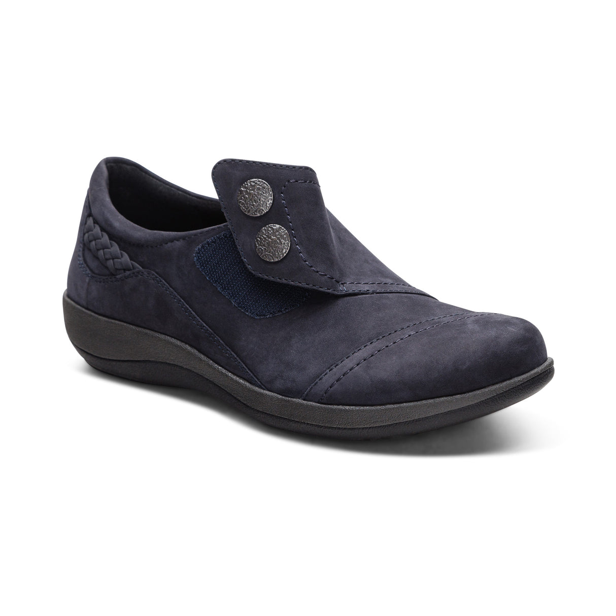Aetrex Karina Women's Monk Strap Velcro – Navy