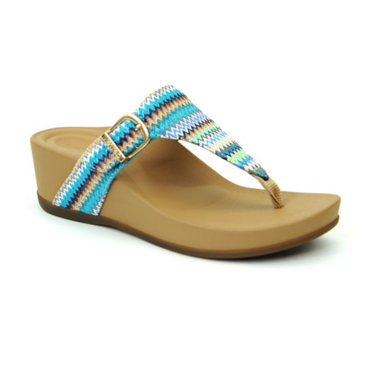 Aetrex Kate Women's Wedge Slide Sandal – Blue Multi