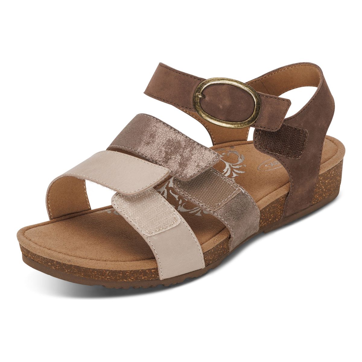 Aetrex Lilly Women's Adjustable Quarter Strap Sandal – Taupe