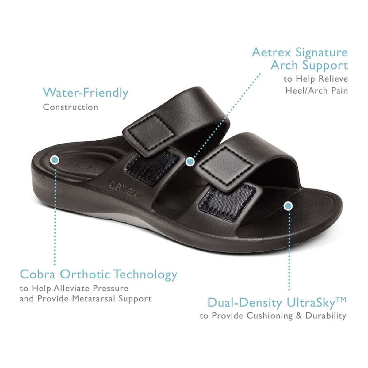 Aetrex Milos Men's Orthotic Slides – Black