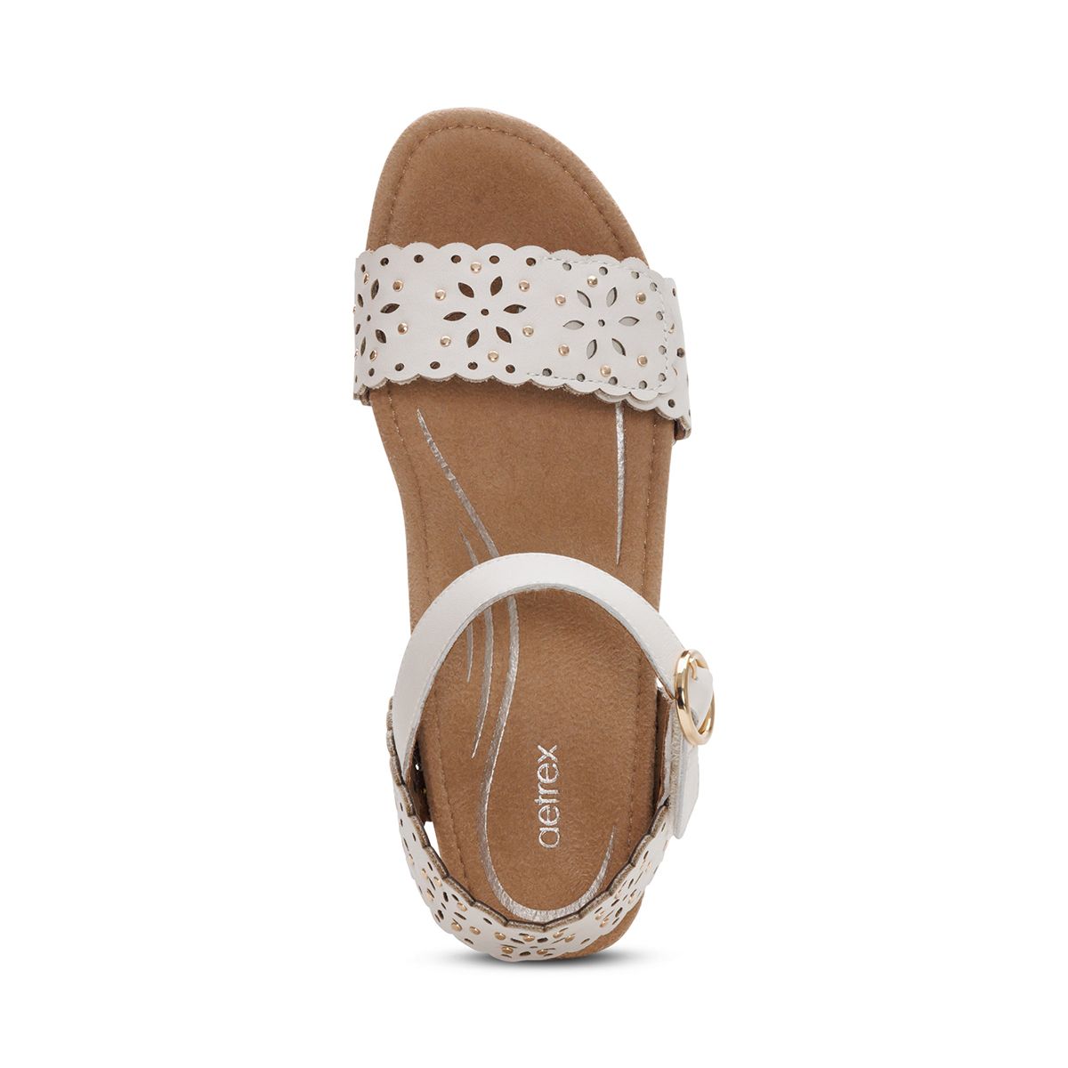 Aetrex Sydney Women's Quarter Strap Espadrille Wedge – Ivory