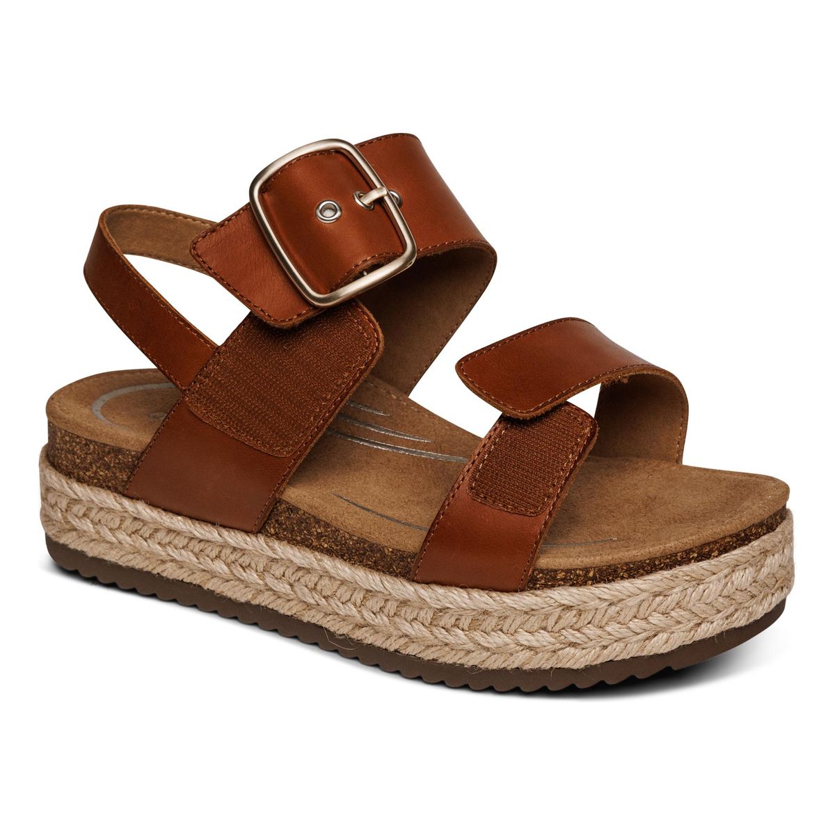 Aetrex Vania Women's Arch Support Platform Sandal – Cognac