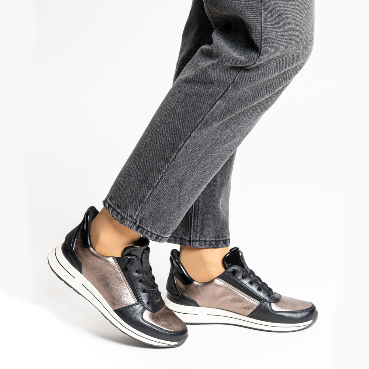 Ara Ovation Women's Lace Hands Free Sneaker in Black