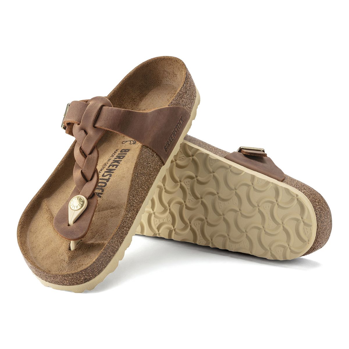 Birkenstock Gizeh Braided Oiled Leather – Cognac