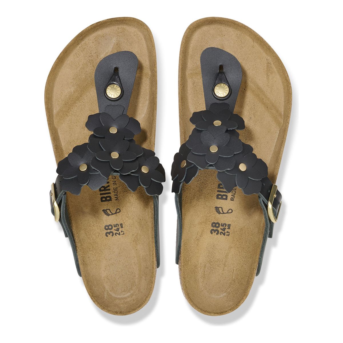 Birkenstock Gizeh Flower Leather – Black