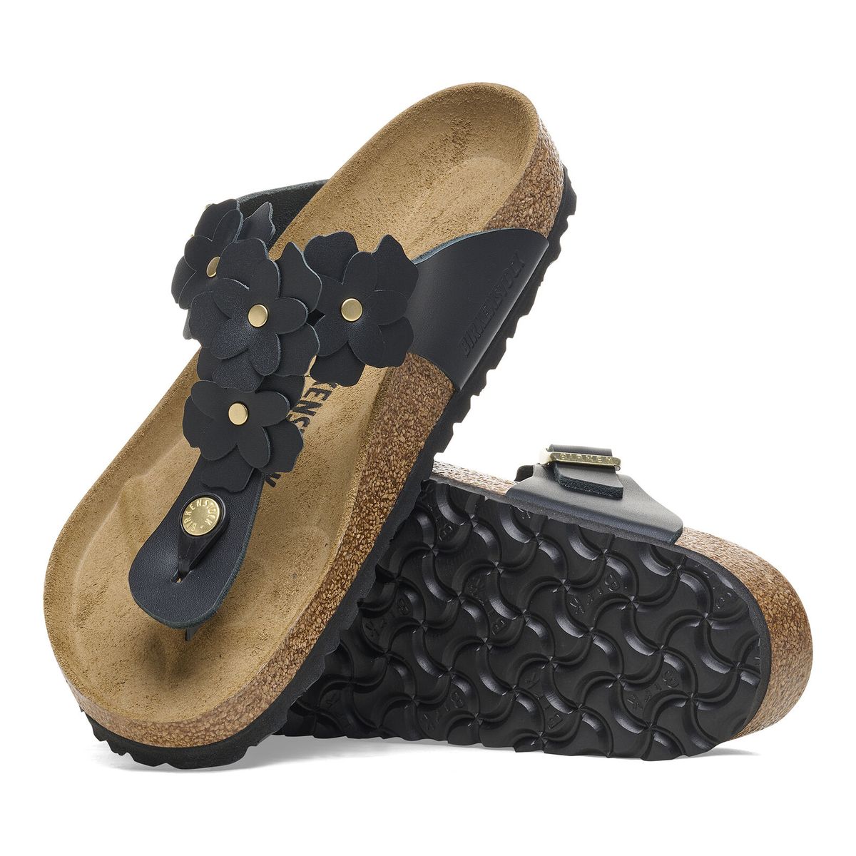 Birkenstock Gizeh Flower Leather – Black