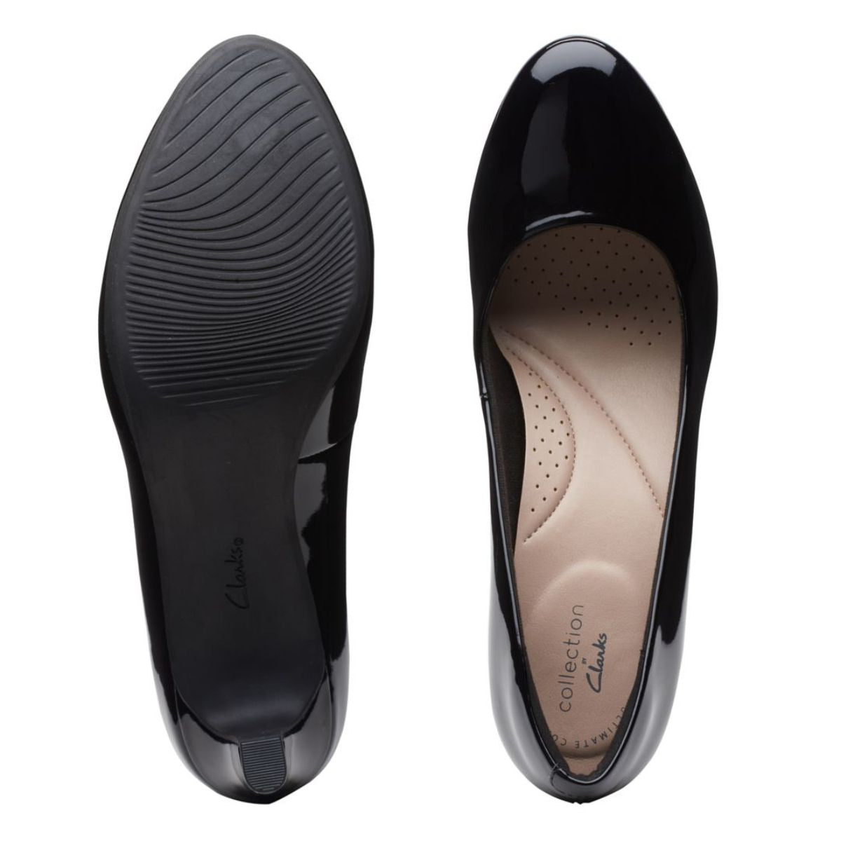 Clarks Ambyr Joy Dress Heels in Black Patent