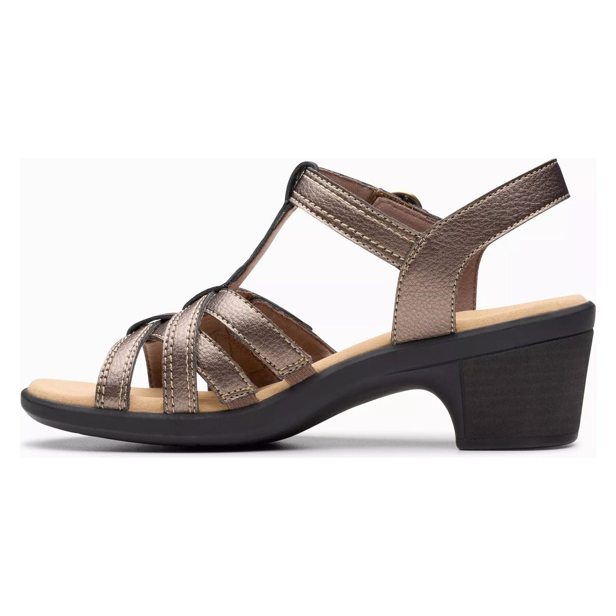 Clarks Emily 2 Rose Women's Block Heel Sandal in Bronze Metallic