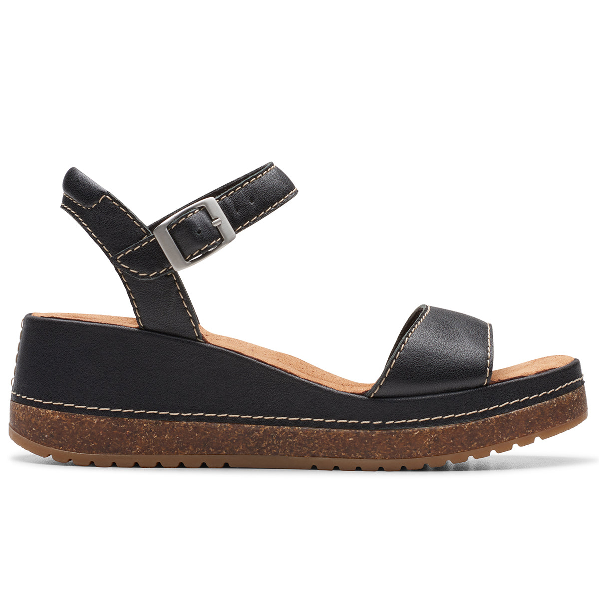 Clarks Kassanda Lily Women's Wedge Sandal – Black Leather