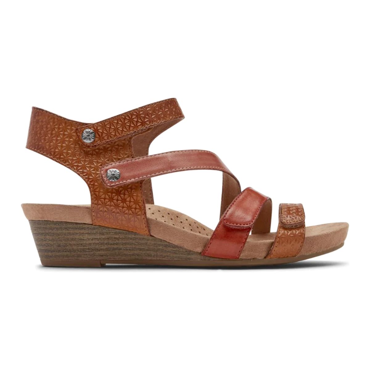 Cobb Hill Hollywood 4-Strap Wedge Sandal – Women's Tan Leather