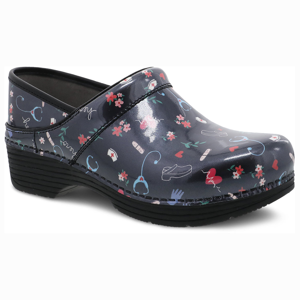 Dansko Women's LT Pro Patent Clogs, arch support, and shock-absorbing comfort for professionals, medical nurses shoes. Style #5200850202