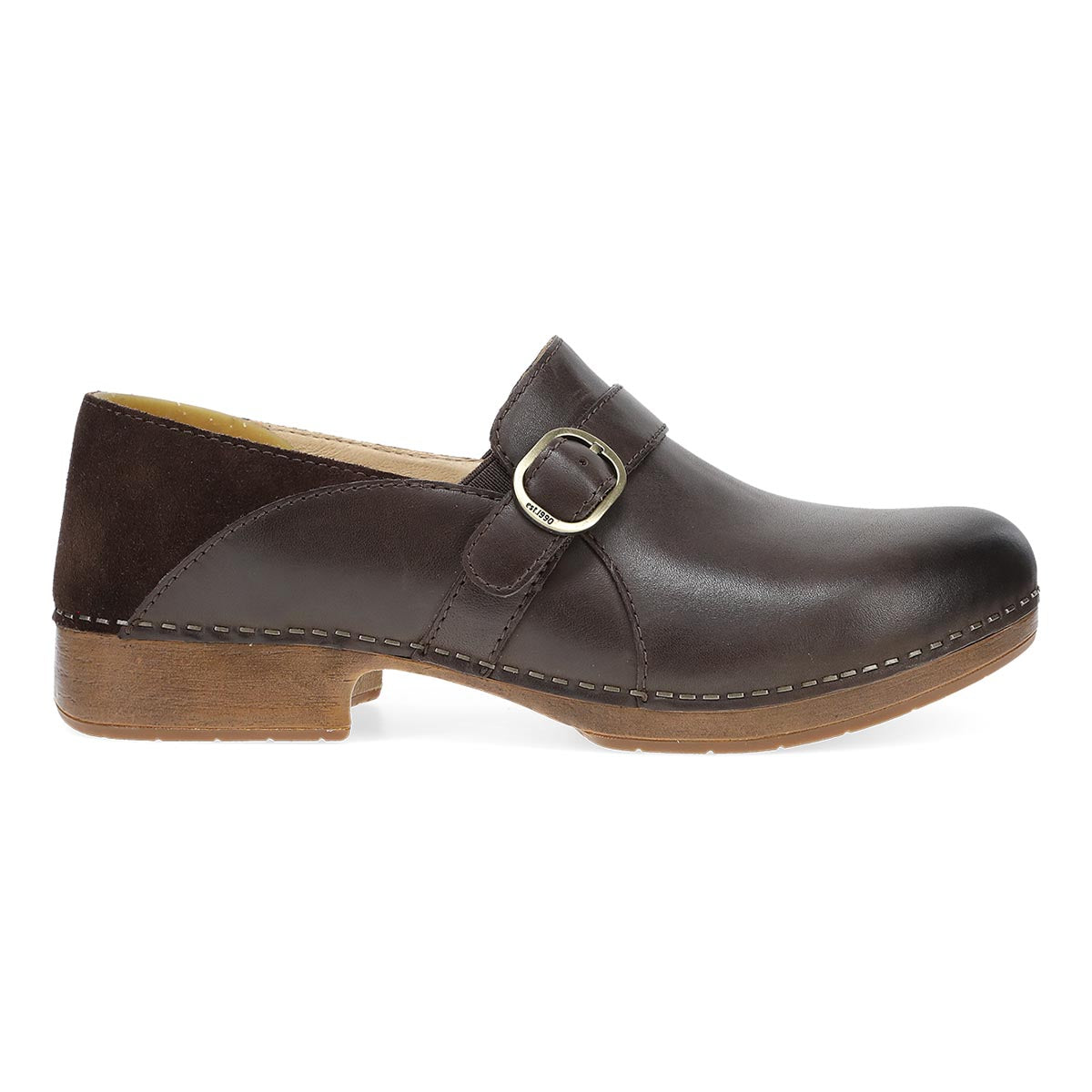 Dansko Margaret Burnished Calf Women's Clog-Loafer Hybrid in Chocolate