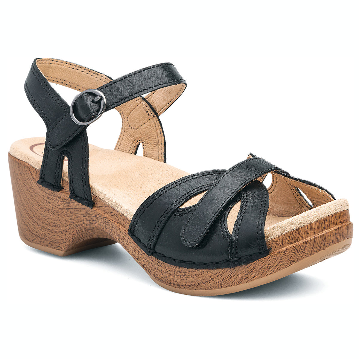 Dansko Season Full Grain Women's Sandal in Brown, arch support, and traction, strappy sandals with buckle closure. Style #9849022200