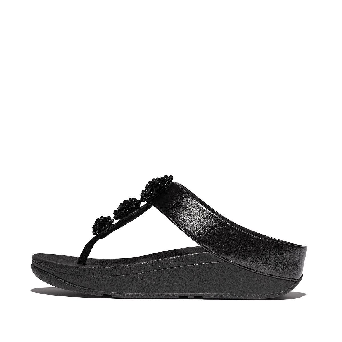 FitFlop Fino Women's Leather Toe Thong Sandals – Black