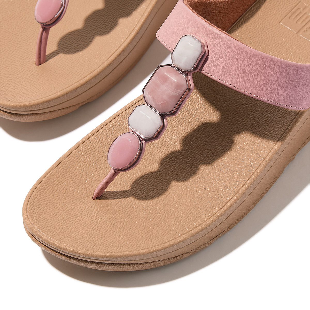 FitFlop Fino Women's Leather Toe Thong Sandals – Soft Blush