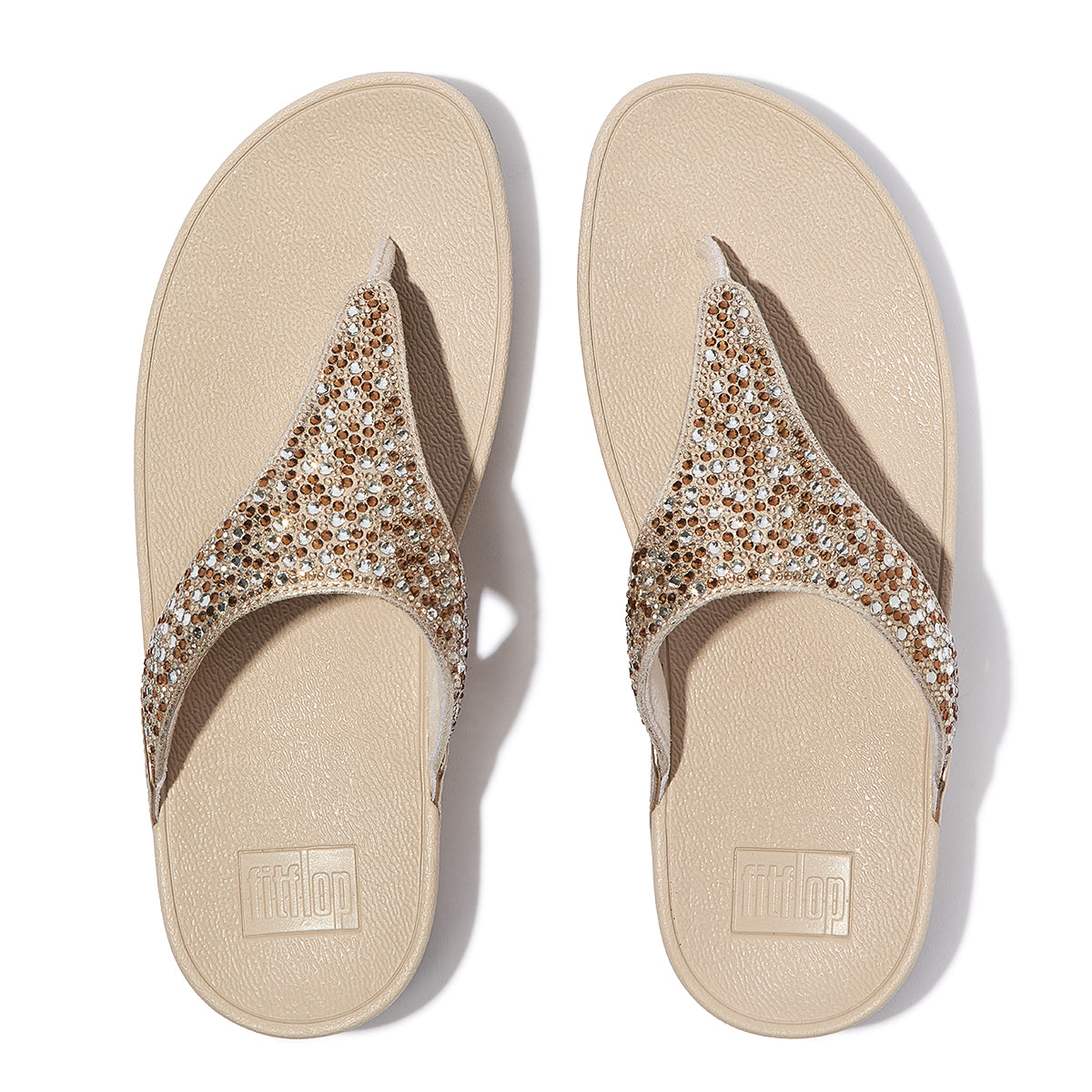FitFlop Lulu Women's Glitter Toe-Post Sandals – Platino