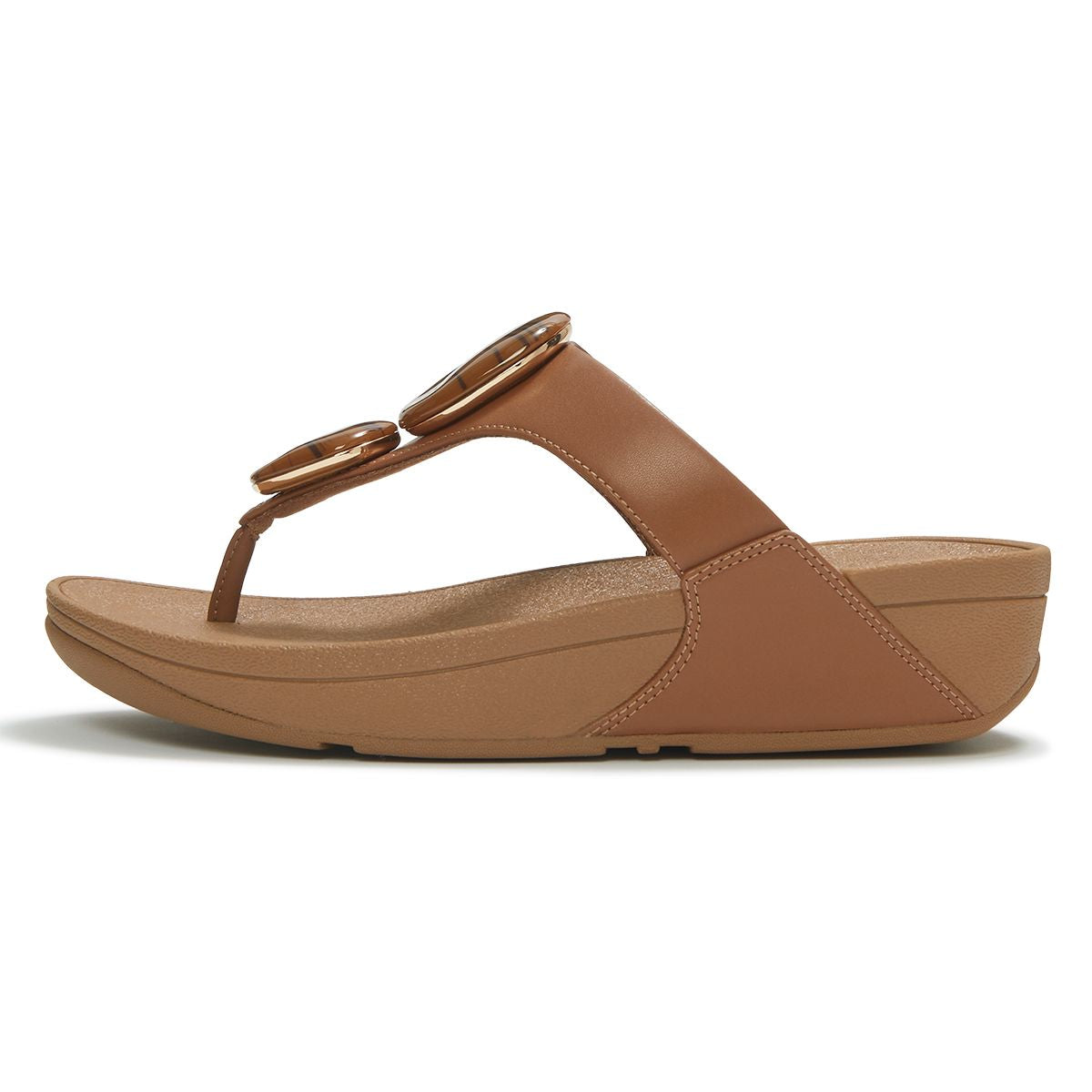 FitFlop Lulu Women's Marbled-Stone Toe-Post Sandals – Deep Tan