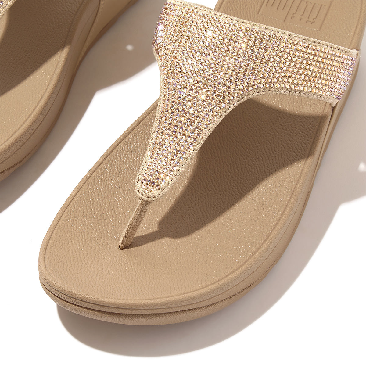 FitFlop Lulu Women's Glitter Toe-Post Sandals – Beige