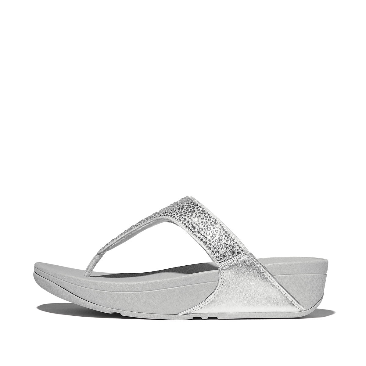 FitFlop Lulu Women's Glitter Toe-Post Sandals – Silver