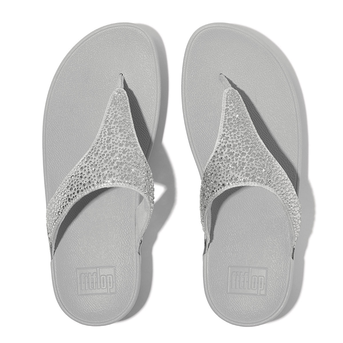 FitFlop Lulu Women's Glitter Toe-Post Sandals – Silver
