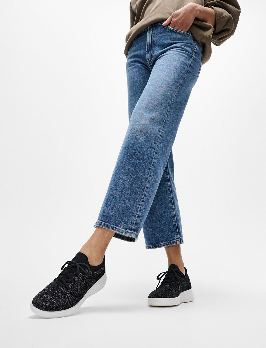 FitFlop Super-Q Knit Slip-On Laced Sneakers – Black/Grey