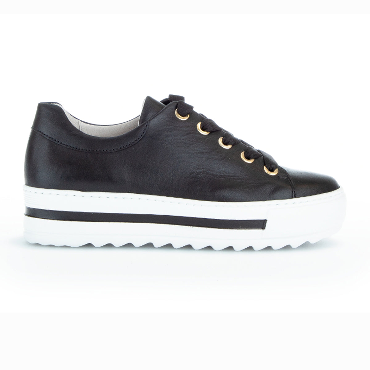 Gabor 26.496 Leather Lace Fashionable Comfort Sneakers in Black