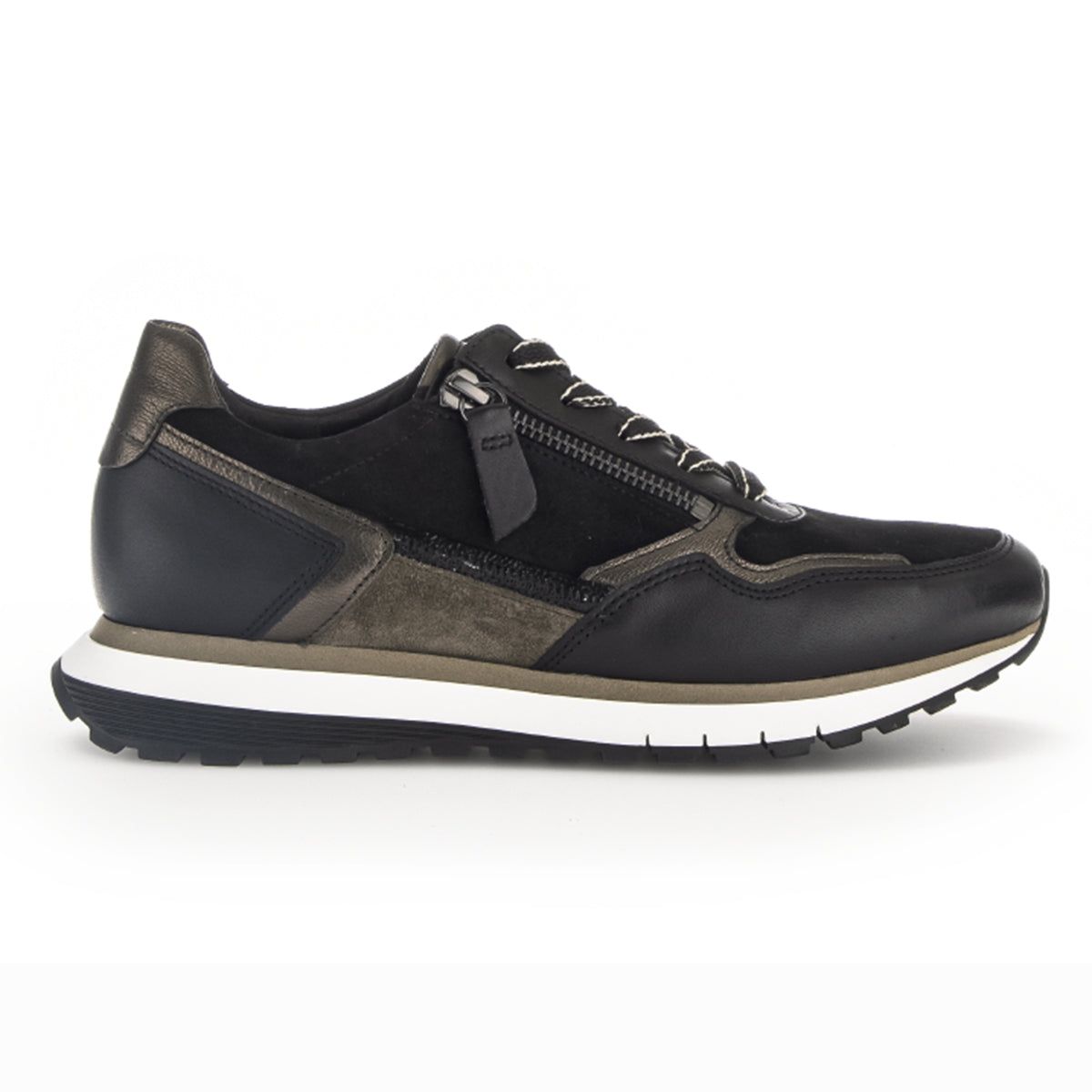 Gabor 378.37 Premium Side Zip Sneaker - Black/Smog