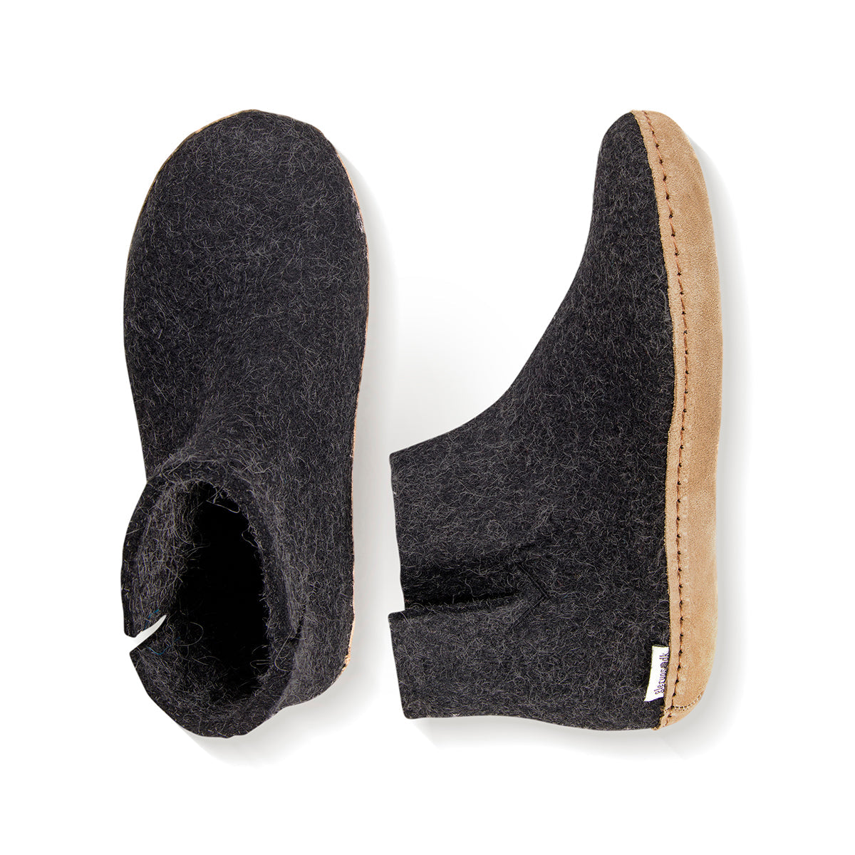Glerups Slipper Boot Leather Sole in Black