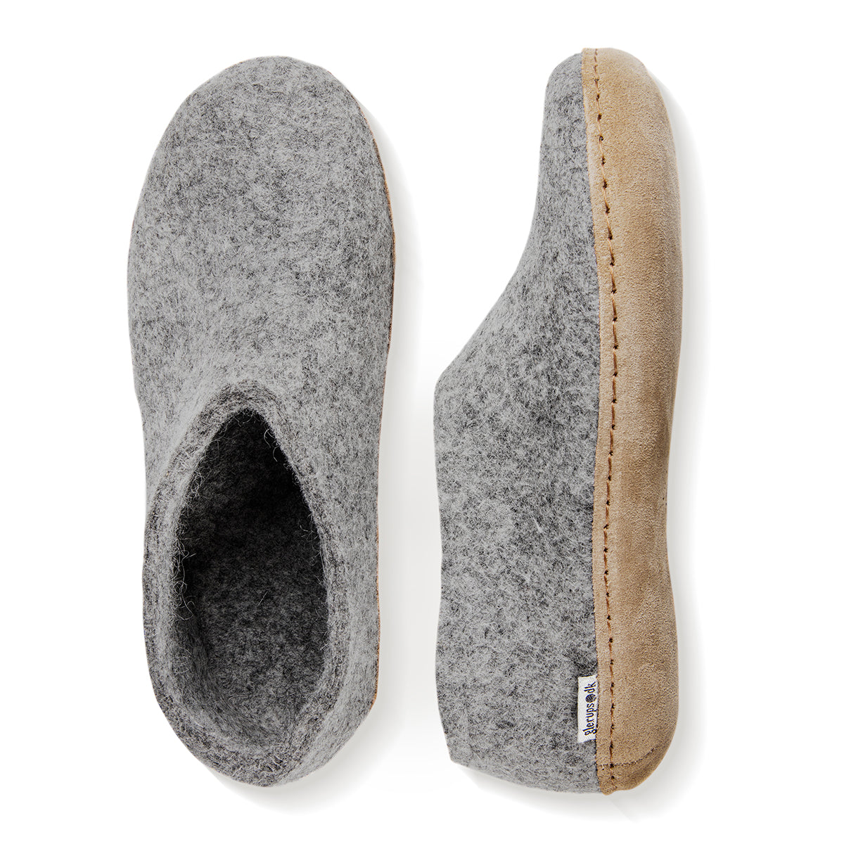 Glerups Slipper Shoe Leather Sole in Grey