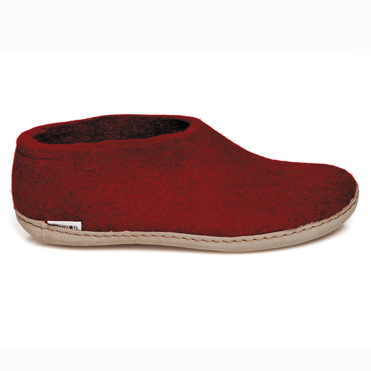 Glerups Slipper Shoe Leather Sole in Red