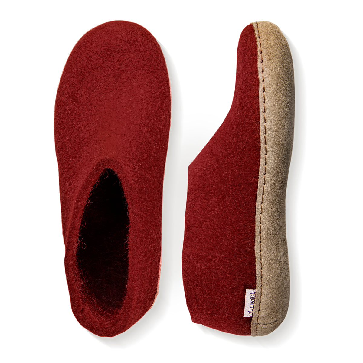 Glerups Slipper Shoe Leather Sole in Red