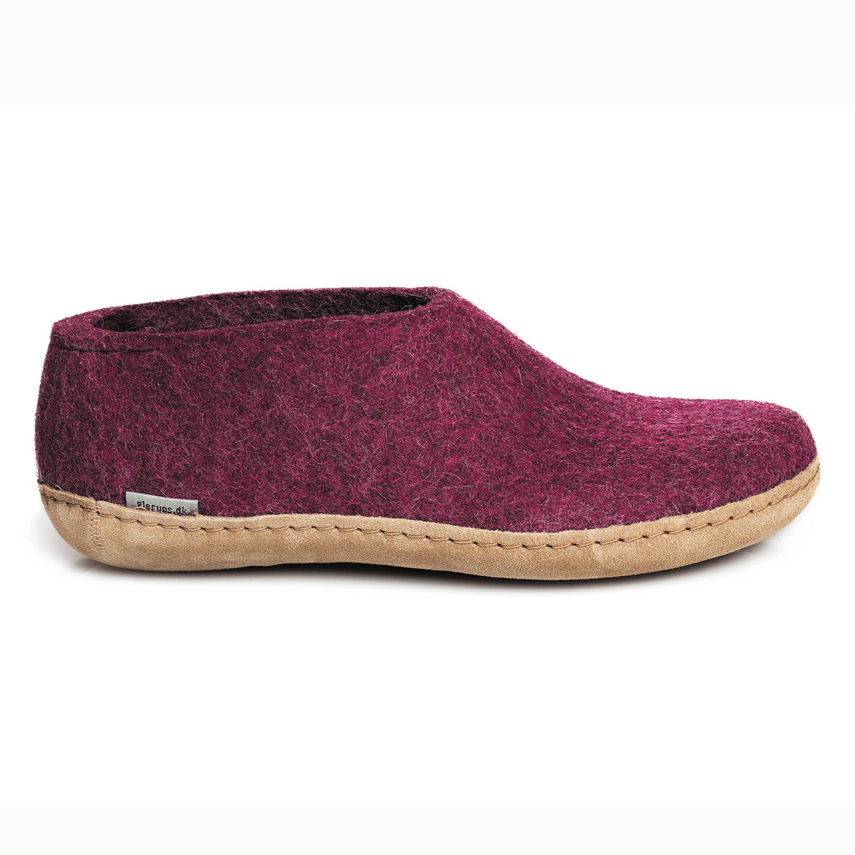 Glerups Slipper Shoe Leather Sole in Cranberry