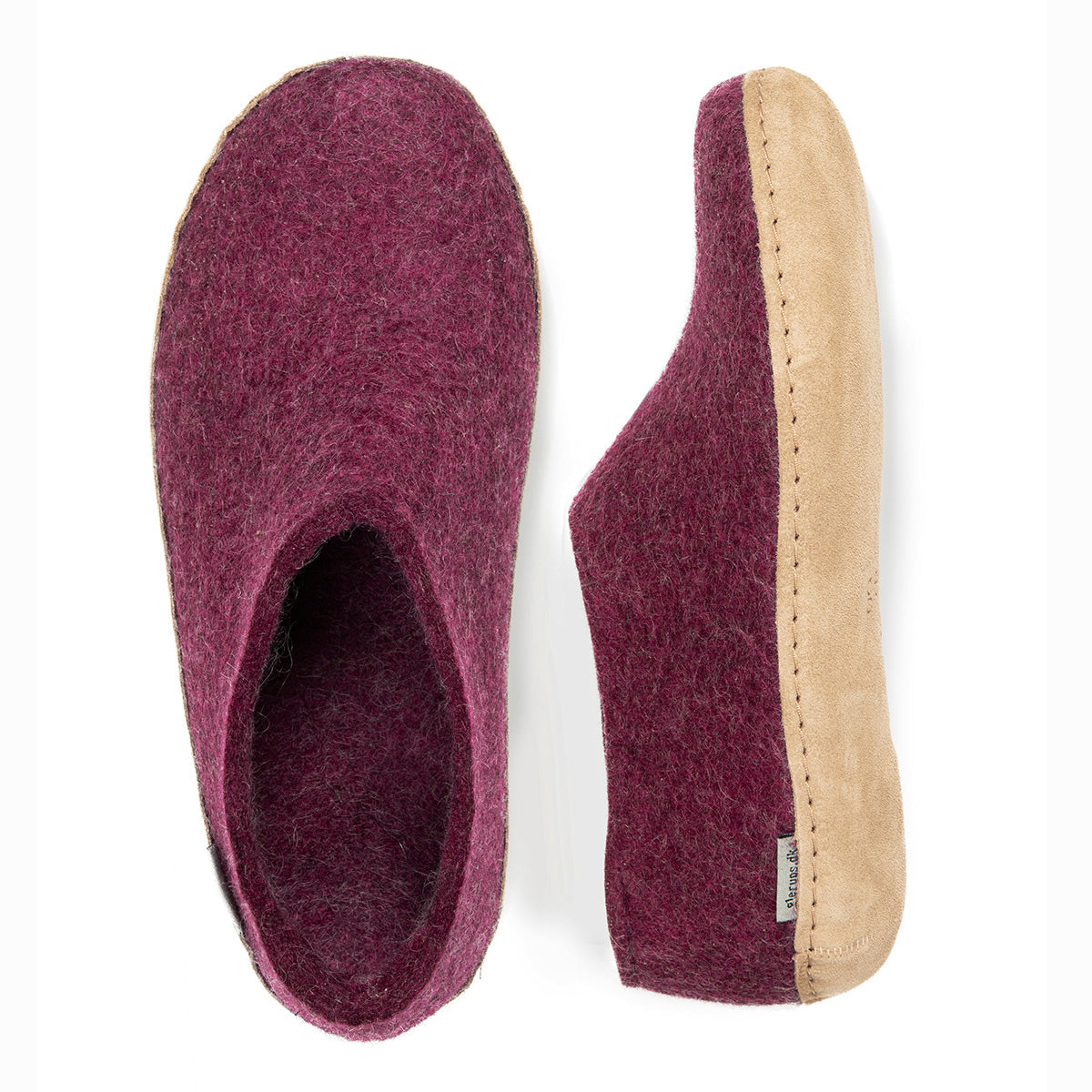 Glerups Slipper Shoe Leather Sole in Cranberry