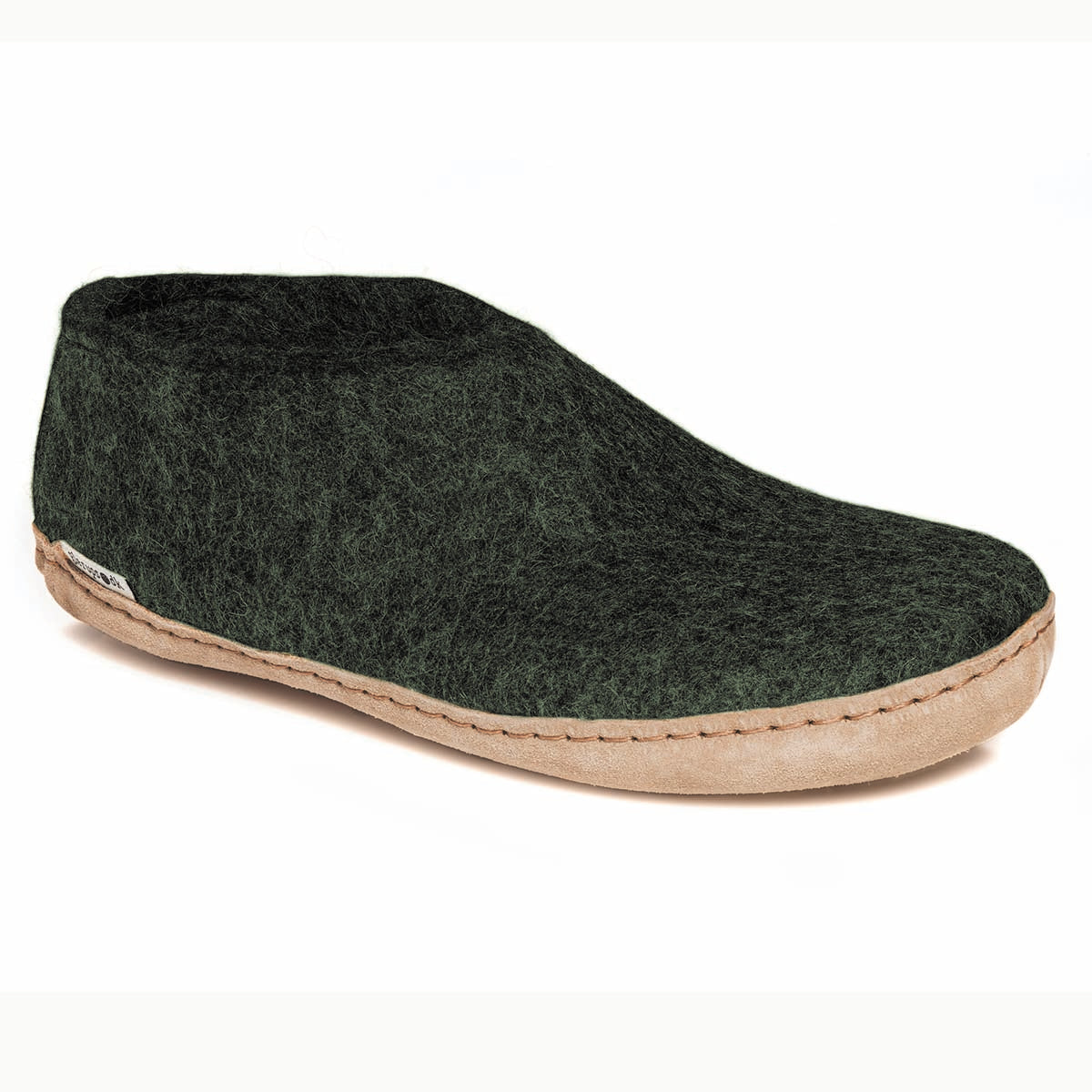 Glerups Slipper Shoe Leather Sole in Forest Green