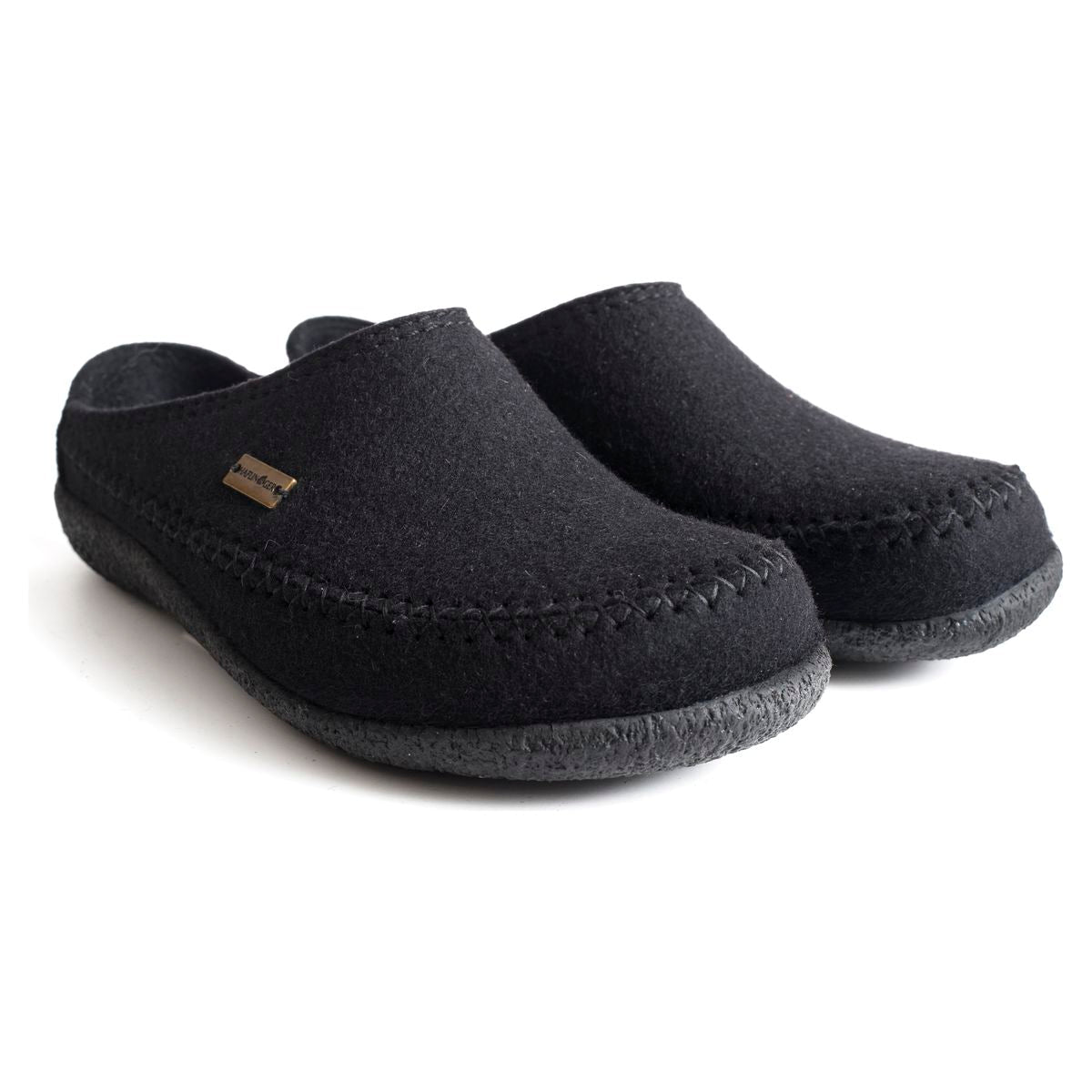 Haflinger Fletcher Wool Unisex Slippers in Black