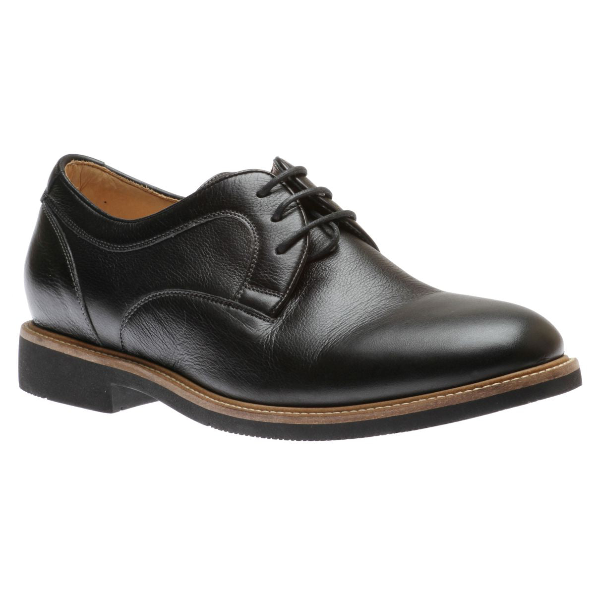 Black leather dress shoe on a white background. Johnston & Murphy Barlow Lace Men's Shoe in Black