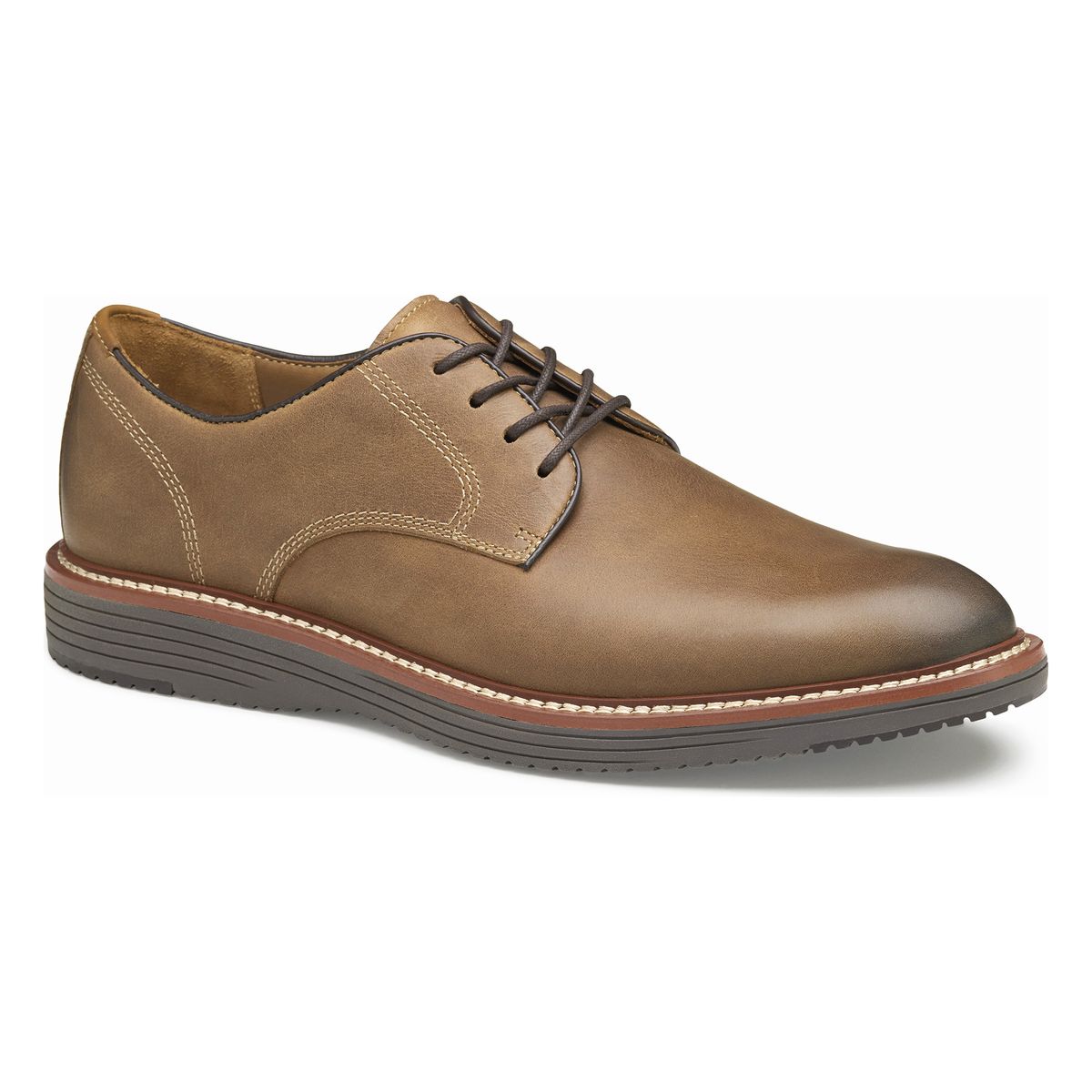 Johnston & Murphy Upton Plain Toe in Tan - Johnston & Murphy Upton Tan, men’s gray leather casual shoes Canada, TRUFOAM comfort shoes, Upton Plain Toe Johnston & Murphy. Comfortable, all-day wear, easy on-and-off. (Style #20-4338)