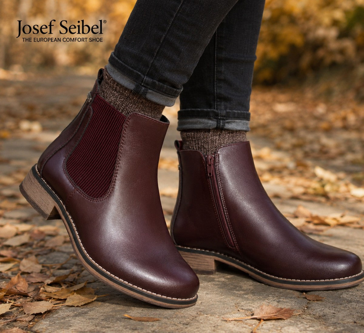 Josef Seibel Berlina 01 Women's Chelsea Waterproof Boot in Bordo