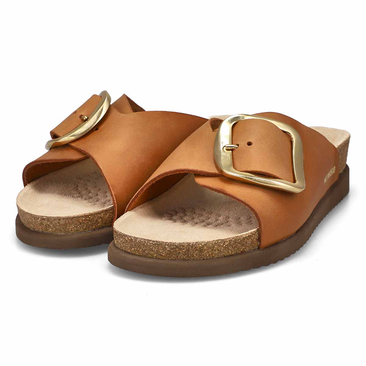 Mephisto Hariana Women's Cork Slide Buckle Sandals in Camel