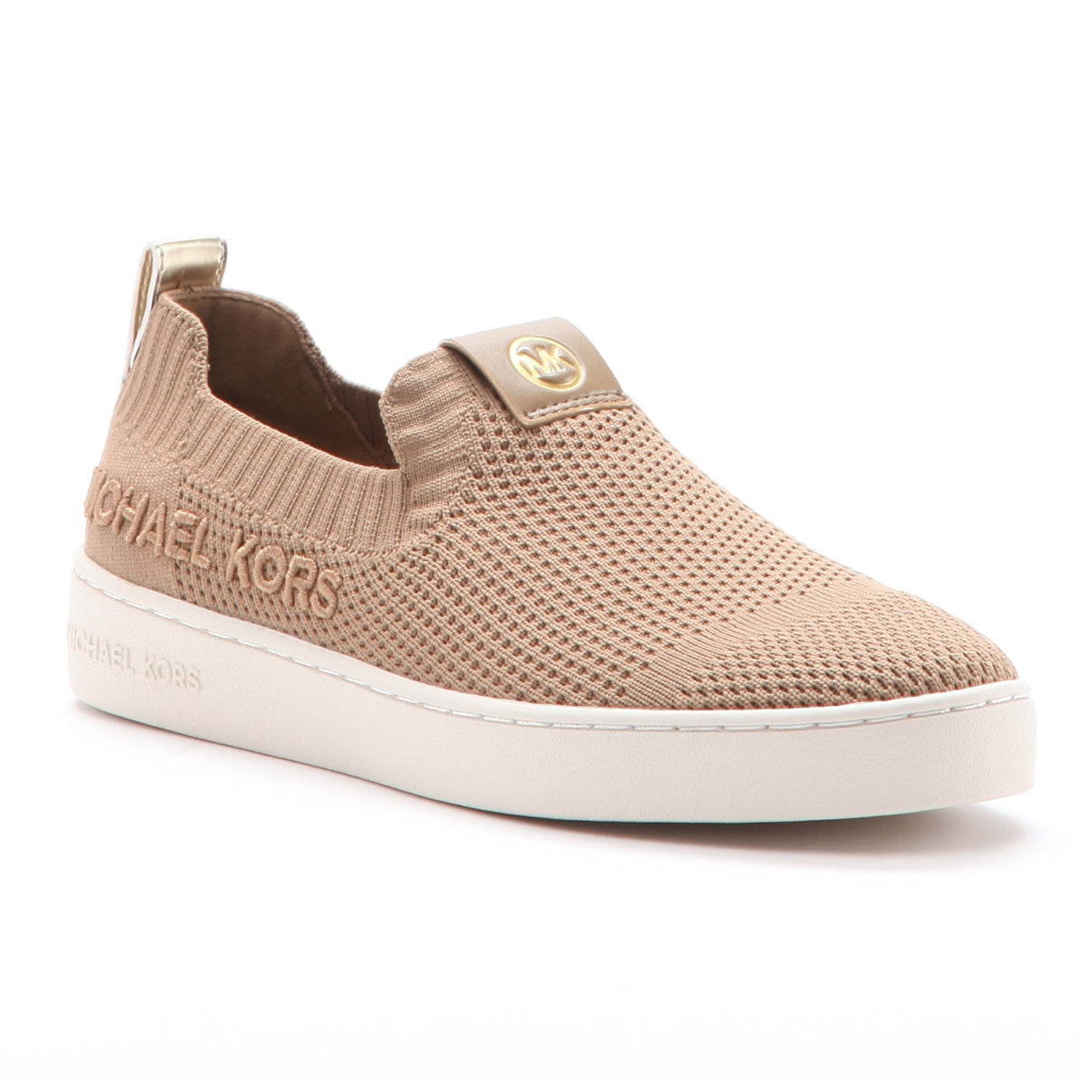 Michael Kors Juno Slip on Knit Shoe in Husk for women. MK style #43R5JUFPAD